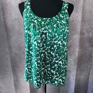 Banana Republic Green Scoop Floral Preppy Women Small Sleeveless Blouse
